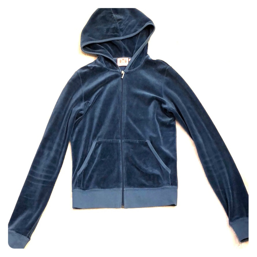 Juicy Couture velvet blue zip up hoodie.